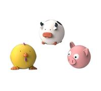 DAFORERAL Juguetes de látex para perros, paquete de 3, juguetes masticables de animales chirriantes para perros, formas de pollo de vaca de cerdo, bolas interactivas duraderas para perros medianos y