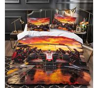 DAFUfbw Formulaa Racing Juego De Sábanas King（220x240cm） Diseño De Pit Stop, Fundas Nórdicas Impresas En 3D, Microfibra Suave Bedding Set, Fundas De Almohada, Sueño Profundo