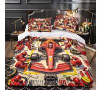 DAFUfbw Formulaa Racing Juego De Sábanas King（220x240cm） Diseño De Pit Stop, Fundas Nórdicas Impresas En 3D, Microfibra Suave Bedding Set, Fundas De Almohada, Sueño Profundo