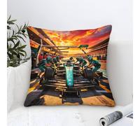 DAFUfbw Mikrofaser Fundas De Cojín con Diseño Formulaa Racing, 50x50cm, Diseño De Pit Stop, Soporte Lumbar Cómodo para Sillas De Oficina