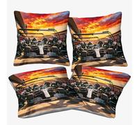 DAFUfbw Mikrofaser Fundas De Cojín con Diseño Lewishamiltonn, 40x40cm, 4pcs, Diseño De Pit Stop, Soporte Lumbar Cómodo para Sillas De Oficina