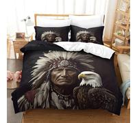 DAFUfbw Native American Juego De Sábanas King（220x240cm） Diseño De Mohican Águila, Fundas Nórdicas Impresas En 3D, Microfibra Suave Bedding Set, Fundas De Almohada, Sueño Profundo