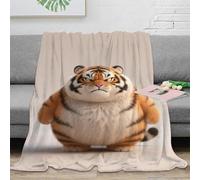 DAFUfbw Regalo para Amantes De Los Cartoon Tigre: Manta De Franela para Dormitorio, Sofá, Sofá, Regalo De Angry Fat Tigre para Niños, Niñas Y Adultos De 50x60inch(127x152cm)