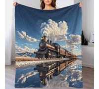 DAFUfbw Tren de Vapor Impresa 3D Choochoo Franela Manta 70x80inch(180x200cm) Manta Suave Acogedora Y Cálida Mullida Cubierta De Cama Multiusos