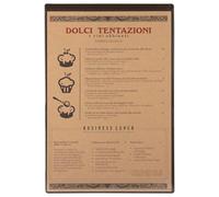 DAG STYLE Mantel Portamenú Línea Risto, Pack de 6 Unidades, 2 Bolsillos (Frontal y Posterior), Portamenú Formato A4, Mantel Americano con Bolsillo para Menú, Color Cacao, PVC atóxico, Made in Italy