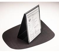 DAG STYLE Risto Expositor de Menú de Mesa Doble Cara A5, Expositor de Mostrador en PVC Negro, Estructura Tipo Caballete Estable, Inserción Rápida de Hojas, Made in Italy