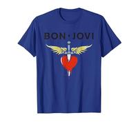 Daga de corazón Oficial de Bon Jovi Camiseta, Hombre, Azul Real, M