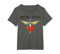 Daga de corazón Oficial de Bon Jovi Camiseta, Mujer Tallas Grandes, Asfalto, 1XL Grande