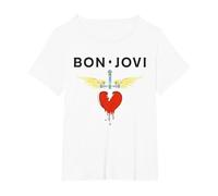Daga de corazón Oficial de Bon Jovi Camiseta, Mujer Tallas Grandes, Blanco, 6XL Grande