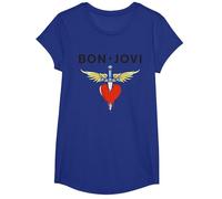 Daga de corazón Oficial de Bon Jovi Camiseta, Niñas, Azul Real, L