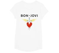 Daga de corazón Oficial de Bon Jovi Camiseta, Niñas, Blanco, S