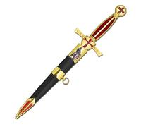 Daga Ornamentación Tole 10 Templaria Dorada (23,10 cm) | Fantasía Ornamental, de coleccionista con Vaina. Colección de artículos Antiguos