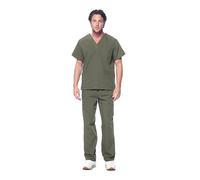 Dagacci - Conjunto de ropa quirúrgica para hombre, camiseta quirúrgica con cuello en V y pantalones tipo cargo, conjunto de 8 bolsillos para hombre, Oliva (Oliver Green), XX-Large
