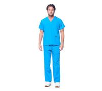 Dagacci - Conjunto de uniforme médico para hombre, camiseta y pantalones médicos, Turquesa, Large