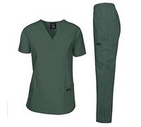 Dagacci - Conjunto de uniforme médico para mujer y hombre, camiseta y pantalones médicos, Verde cazador, Large