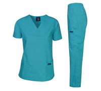 Dagacci Scrubs - Conjunto de uniformes médicos para mujeres y hombres, Verde azulado_verde, L