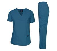 dagacci Unisex Mujer y Hombre para uniforme médico conjunto de bata médica Unisex Top y pantalones - Azul -
