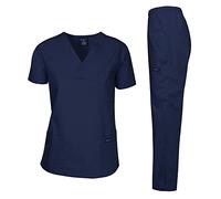 dagacci Unisex Mujer y Hombre para uniforme médico conjunto de bata médica Unisex Top y pantalones - Azul -