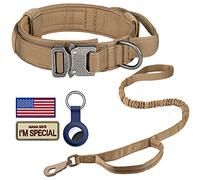 DAGANXI Juego de correa táctica para perro, collar de nailon ajustable para entrenamiento militar con mango de control y hebilla de metal pesado para perros medianos y grandes, con parches y funda