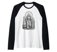 Dagda Celta Padre Dios Sagrado Caldero Línea Arte Camiseta Manga Raglan
