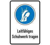 Daged Calzado conductivo desgastado - Adhesivo de seguridad DIN EN ISO 7010, 23 x 16 cm, señal de seguridad, T-147