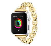 DaGeLon Bling Diamantes de Imitación Correa para Apple Watch 38mm 40mm Series 4 3 2 1, Elegante Mujer Pulsera Repuesto Reemplazo Acero Inoxidable Brazalete Banda para iWatch Sport Edition, Oro