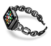 DaGeLon Correa para Apple Watch 42mm 44mm Series 4 Serie 3 2 1, Bling Diamantes de Imitación Noble Mujer Pulsera Repuesto Acero Inoxidable Reemplazo Banda para iWatch Sport Edition Nike+, Negro