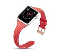 DaGeLon Cuero Correa para Apple Watch 44mm Series 6 Series 5 Series 4 42mm Serie 3 2 1, Elegante Mujer Pulsera Repuesto Moda Reemplazo Robusto Banda para iWatch SE, Sport Edition Nike+, Rojo