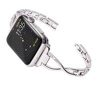 DaGeLon Elegante Correa para Apple Watch 42mm 44mm Series 4 3 2 1, Bling Rhinestone Noble Mujer Brazalete Acero Inoxidable Metal Pulsera Repuesto Reemplazo Banda para iWatch Sport Edition, Plata