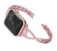 DaGeLon Elegante Correa para Apple Watch 42mm 44mm Series 4 3 2 1, Bling Rhinestone Strass Mujer Brazalete Acero Inoxidable Metal Pulsera Repuesto Reemplazo Banda para iWatch Sport Edition, Oro Rosa