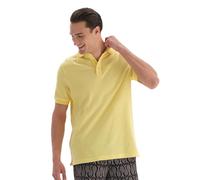Dagi Light Yellow Knitted-Camiseta de Manga Corta con Cuello de Polo, Amarillo Claro, L Hombres