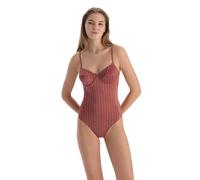 Dagi Traje de baño para Mujer Brown Fashion Knitted Underwire Minimizer Removable Padding Strap Fixed Strap One Piece Swimsuit, marrón, 36