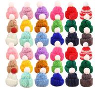 DAGLLGEW 150 Mini Gorros de Punto para Navidad, Mini Gorros de Punto para muñecas, Bonitos Accesorios de Lana para Adornos navideños, Manualidades, Colores Surtidos.