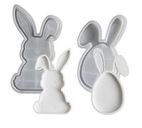 DAGLLGEW 2 moldes de Silicona para Bandeja de Conejito, moldes Flexibles de Resina de Pascua para elaborar Platos Decorativos, bandejas de joyería y Soportes para Dulces, para Bandeja de Resina epoxi