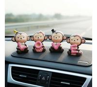 DAGLLGEW 4 estatuas de Mono, Linda Figura de Mono de Resina con Letras de Amor para decoración del Tablero del Coche, Decoraciones día de San Valentín, decoración Escritorio de la Oficina en el hogar