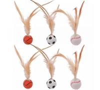 DAGLLGEW 6 Pelotas saltarinas para Gatos, Juego Interactivo con Plumas, Juguetes Seguros y Divertidos para la dentición de Mascotas Que fomentan la interacción y alivian el aburrimiento.