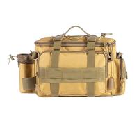 DAGLLGEW Bolsa para Aparejos de Pesca, Impermeable, portátil, con Correas Ajustables, Acolchada, con Soporte para caña, Equipo de Pesca de Camuflaje para Agua Salada o Dulce, Color Amarillo.