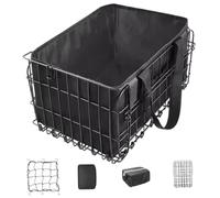 DAGLLGEW Cesta trasera plegable para bicicleta, 15 x 11 x 8 pulgadas, con tablero reflectante, bolsa de forro, cubierta impermeable, red de carga y caja para transportar mascotas, frutas y comestibles