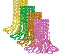 DAGLLGEW Collares de Cuentas para Mujer 48 Piezas 4 Colores Collar de Cuentas de Mardi Gras de Plástico a Granel para Decoraciones de Cumpleaños Festivales de Bodas Collar de de Carnaval de Hallow