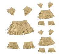 DAGLLGEW Conjunto hawaiano para niñas, 3 juegos de guirnalda hawaiana elástica con collar, pulseras, bandas para las piernas para niños y adultos, fiesta de verano, playa, falda hula de hierba, hoja