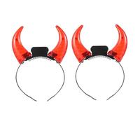 DAGLLGEW Diadema de cuernos de diablo, 2 piezas, diadema gótica iluminada, cuernos a pilas con dientes dentados e interruptor, diablo para concierto, cosplay, demonio de Halloween iluminado