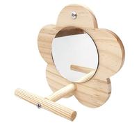DAGLLGEW Espejo para pájaros para jaula, jaula de pájaros en forma de flor de 6 pulgadas con percha de madera para cacatúas, conure, pinza, tortolito, canario, africano, guacamayo, periquito, espejo
