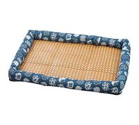 DAGLLGEW Esterilla refrescante para Gatos, 40 x 30 cm, Lavable, de ratán Natural, Transpirable, para Verano, con Almohada para Perros y Gatitos.