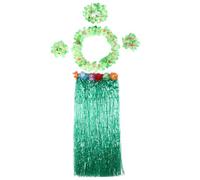 DAGLLGEW Falda de hierba con cadena de flores, diadema de plástico verde con cintura elástica, disfraz tropical hawaiano para fiesta, cumpleaños, celebración, faldas de hierba para fiesta Luau, hula