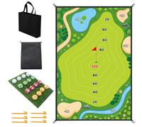 DAGLLGEW Juego de Golf con Chip, portátil, con tapetes y 16 Pelotas Adhesivas, Ideal para Jugar en el jardín, en Interiores y Exteriores.