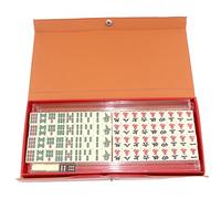 DAGLLGEW Mini Juego de Mahjong portátil con 144 fichas, 2 fichas de Repuesto, 2 Dados y 4 Soportes Transparentes para Viaje. Juego de de Mahjong Chino. Cartas de 2025.