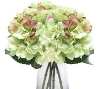 DAGLLGEW Paquete de 3 Flores Artificiales de hortensias, hortensias Artificiales realistas con Tallos Flexibles, de Seda de 15 Pulgadas de Alto para decoración y arreglos del hogar, Verd