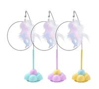 DAGLLGEW Varita para Gatos, 3 Piezas de Juguete con Forma de Flor y Ventosa con Plumas, Juguete Interactivo para Gatitos de Interior con Ventosa.