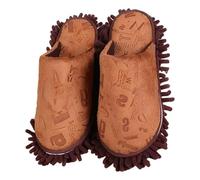 DAGLLGEW Zapatillas de fregona de chenilla para limpieza de pisos, zapatos de casa lavables y reutilizables para limpieza con manos libres Zapatillas de fregona de café Zapatos para fregar el piso