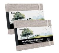 DagouColor Acuarela Papel Sketchbook, 5.5"x3.5", 2 Pack, 30 hojas, 300GSM Papel Color Agua Prensado Frío, Tapa Tela Libro Para Artistas Principiantes Adultos, Pintura, Dibujo, Medios Mixtos